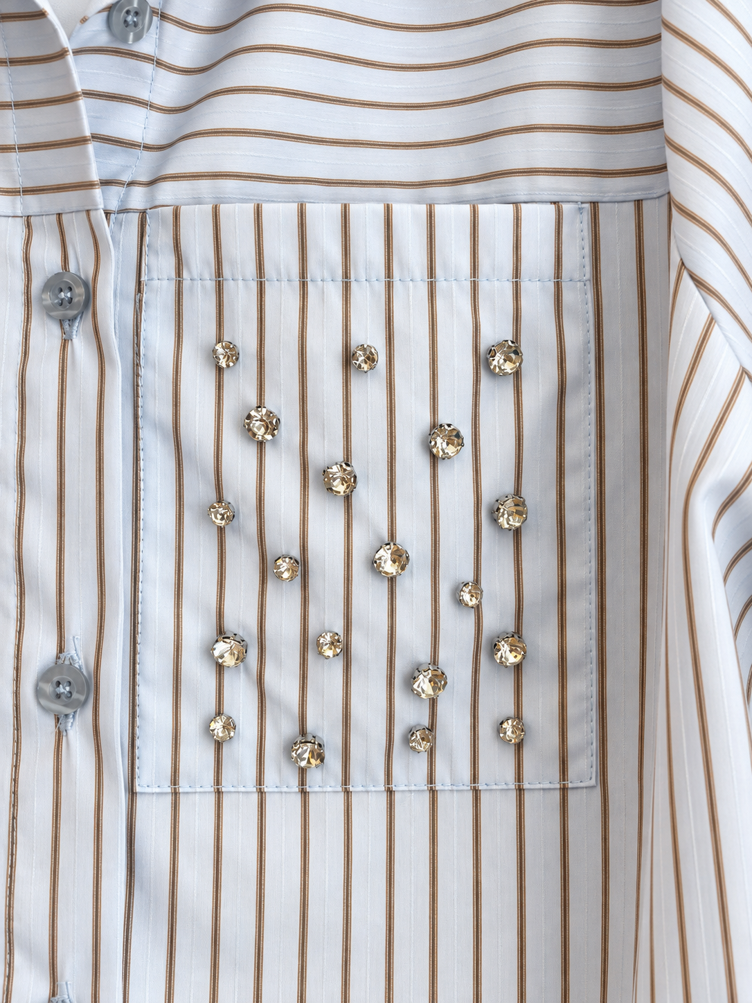 no-nà - Camicia rigata nuvola e fondente