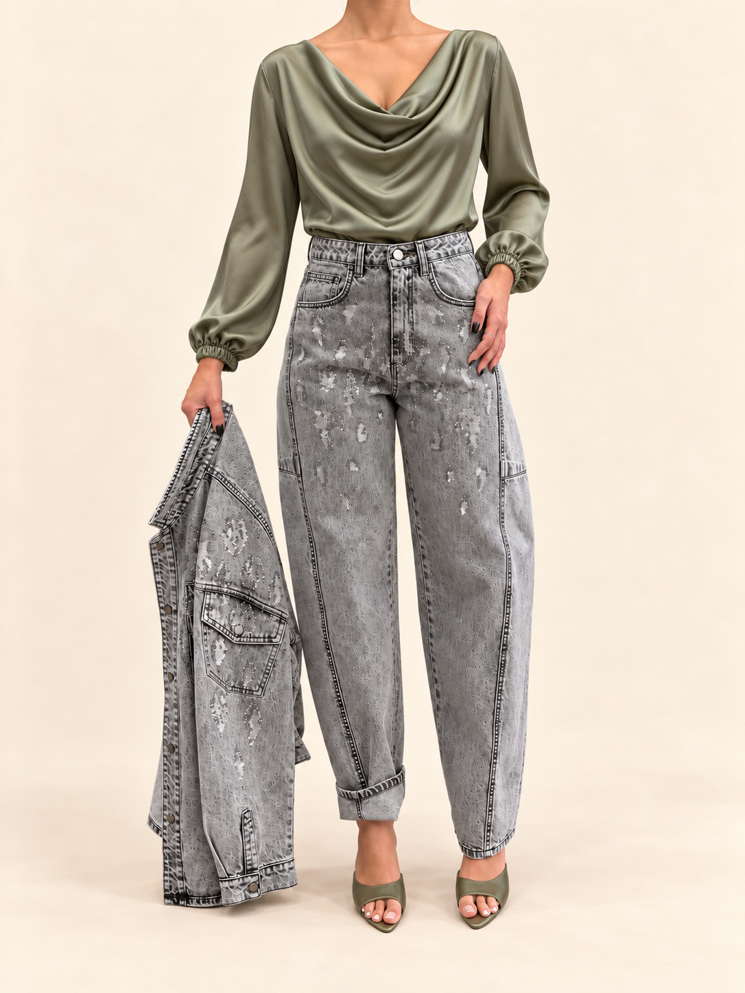 Trash and Luxury- Jeans ballon con strass