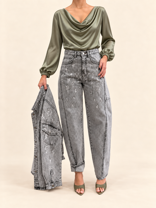 Trash and Luxury- Jeans ballon con strass