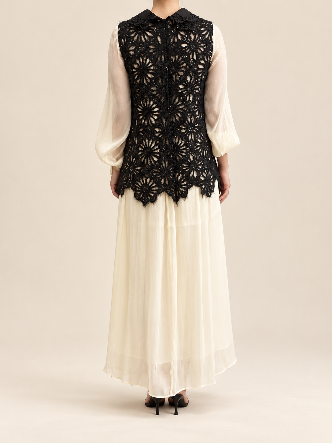Trash and Luxury - Abito chiffon e maglia traforata