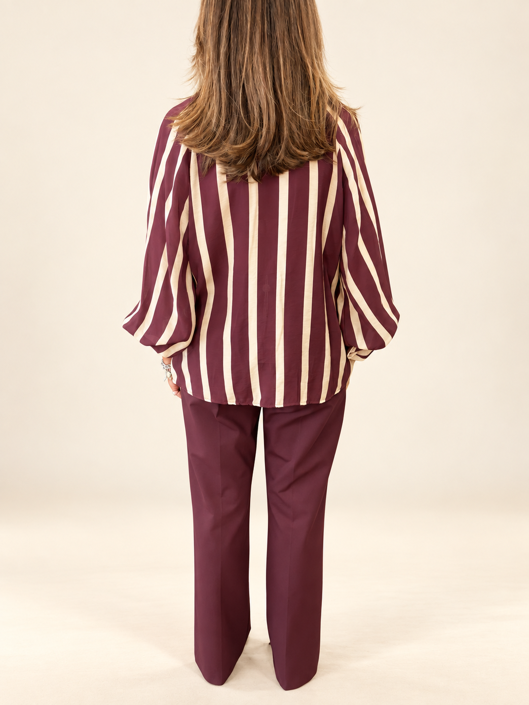 DIXIE - camicia a righe vino e beige