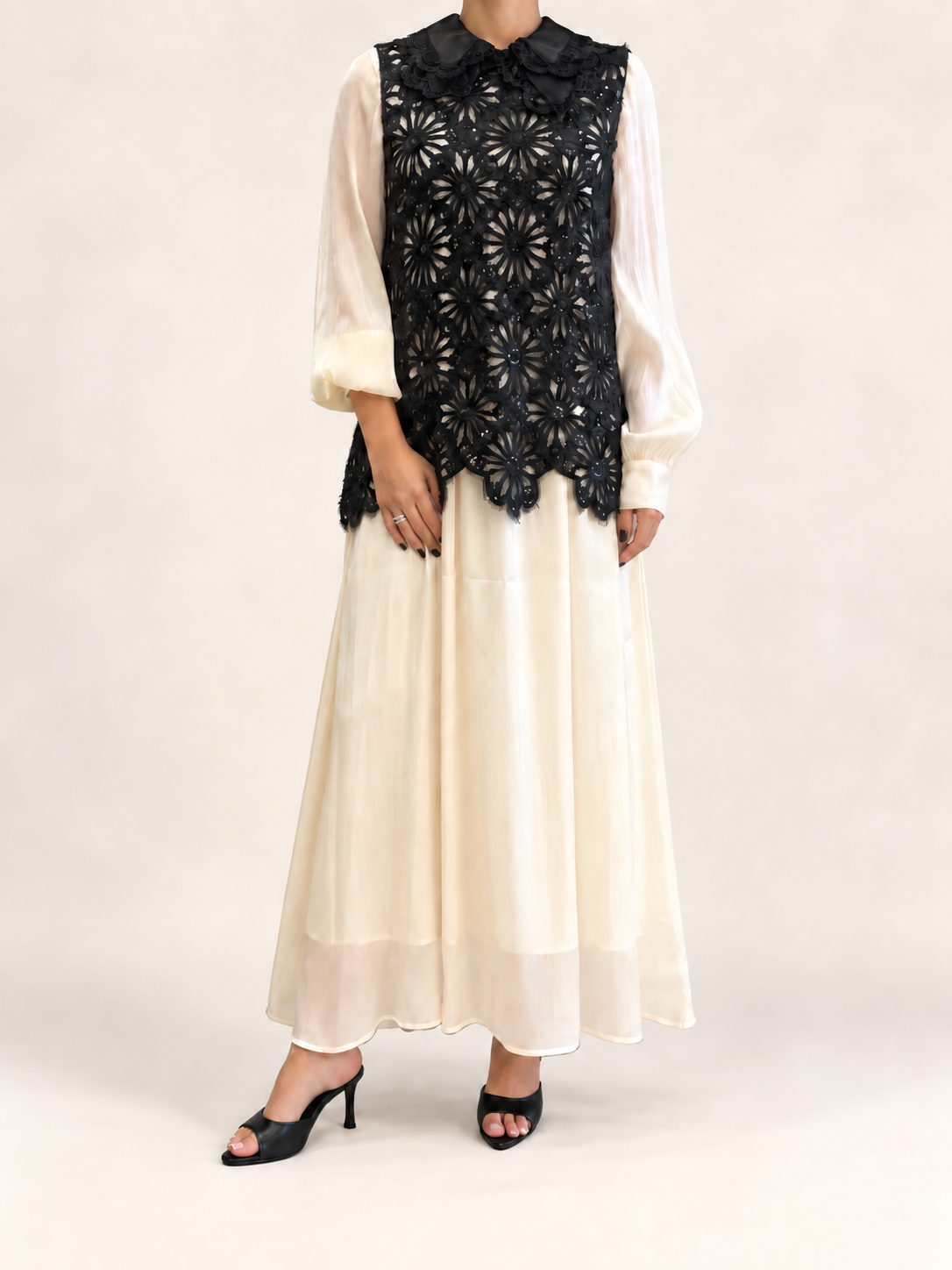 Trash and Luxury - Abito chiffon e maglia traforata