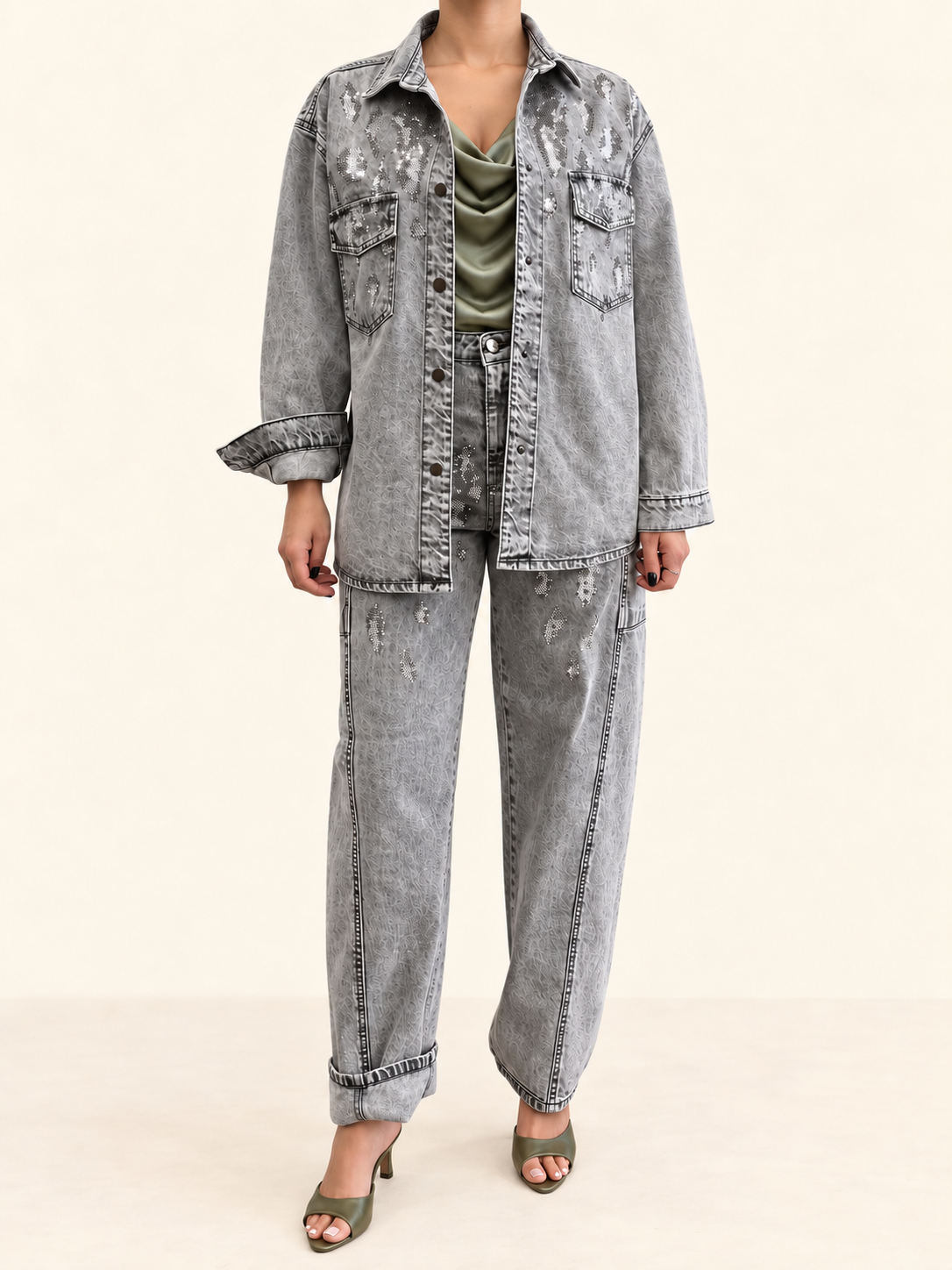 Trash and Luxury - Camicia Denim con strass