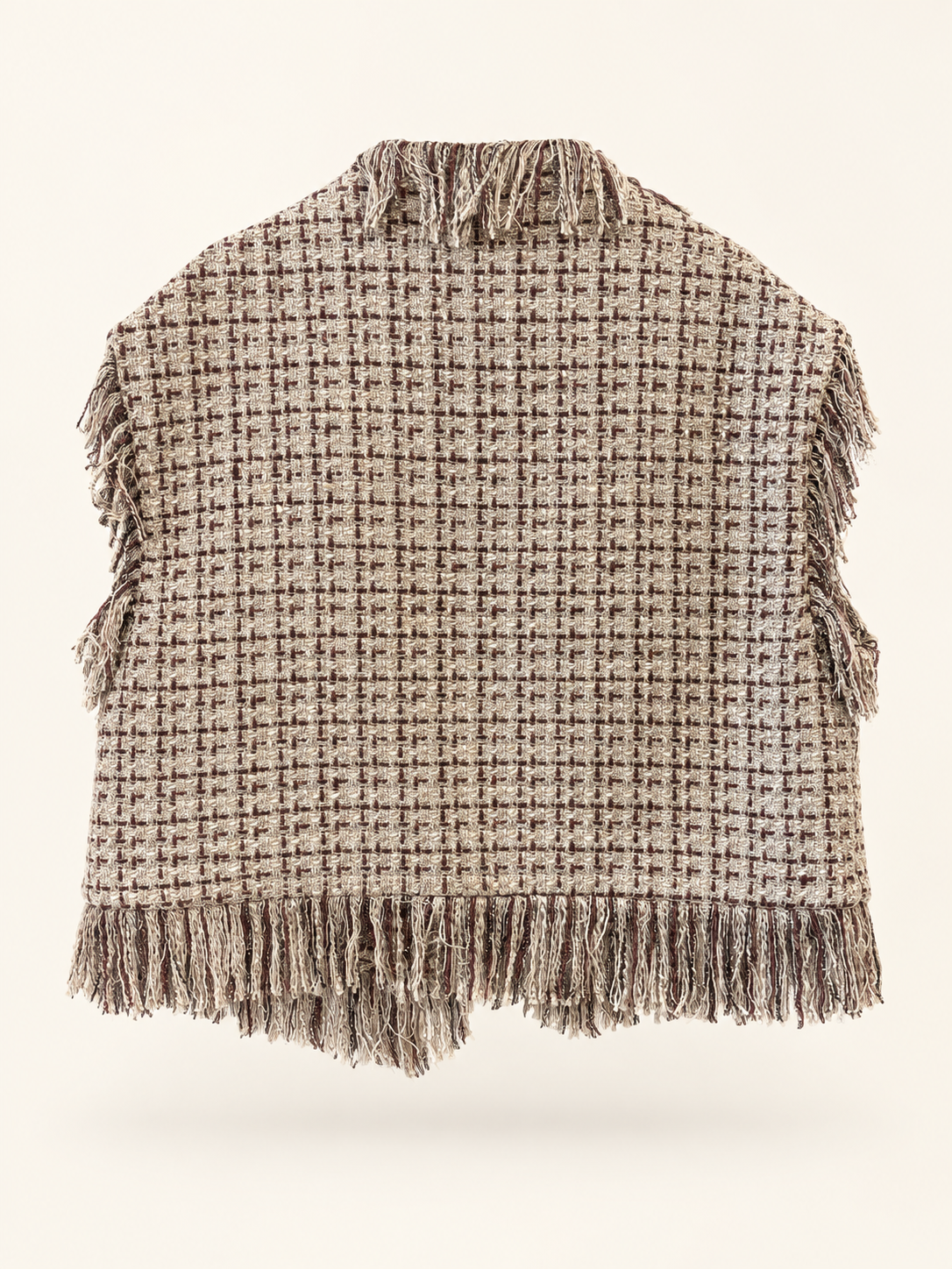 NO SECRETS - Maxi gilet bouclette e frange