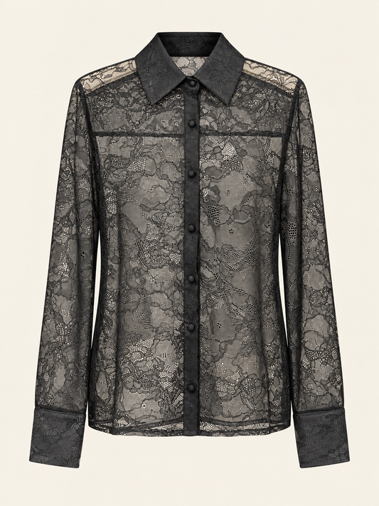 NO SECRETS - camicia in pizzo nera