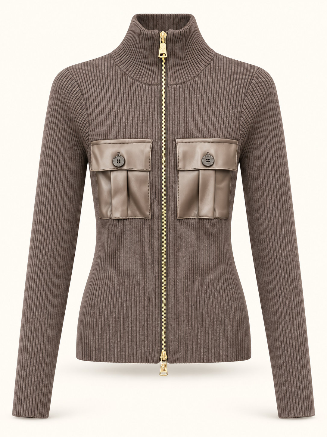 NO SECRETS maglia zip e taschini similpelle