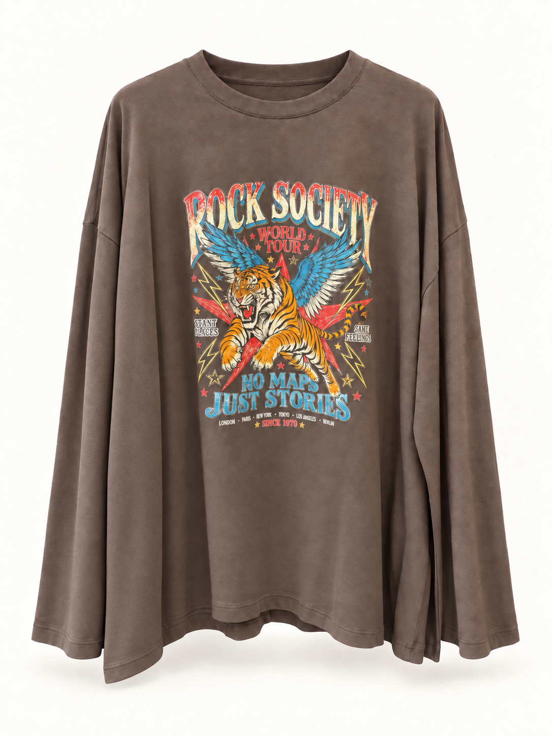 Vicolo T-Shirt marrone con stampa