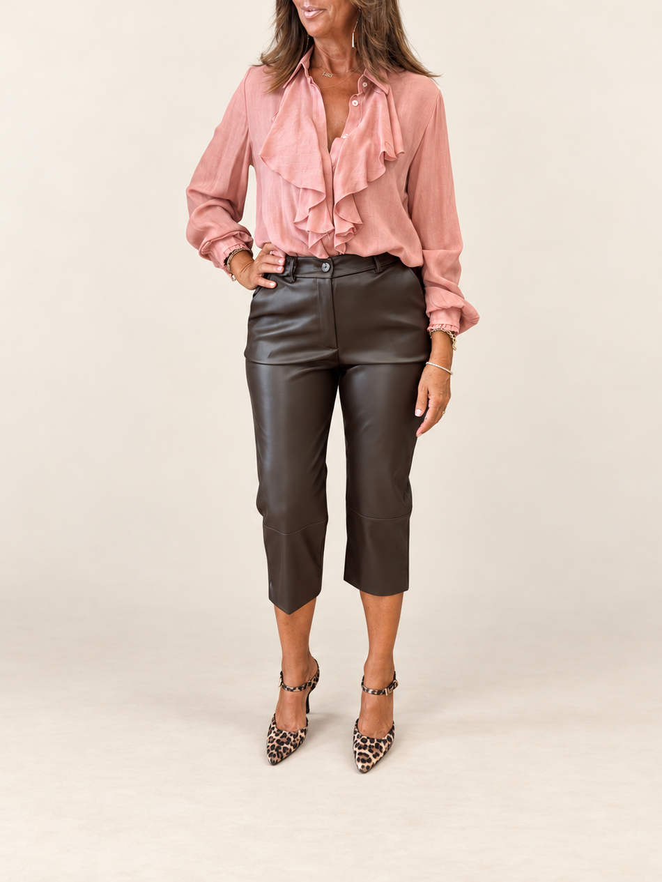 no-nà - Blusa con Rouches e bottone gioiello