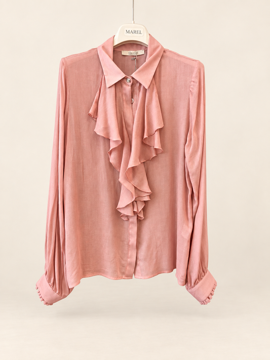 no-nà - Blusa con Rouches e bottone gioiello