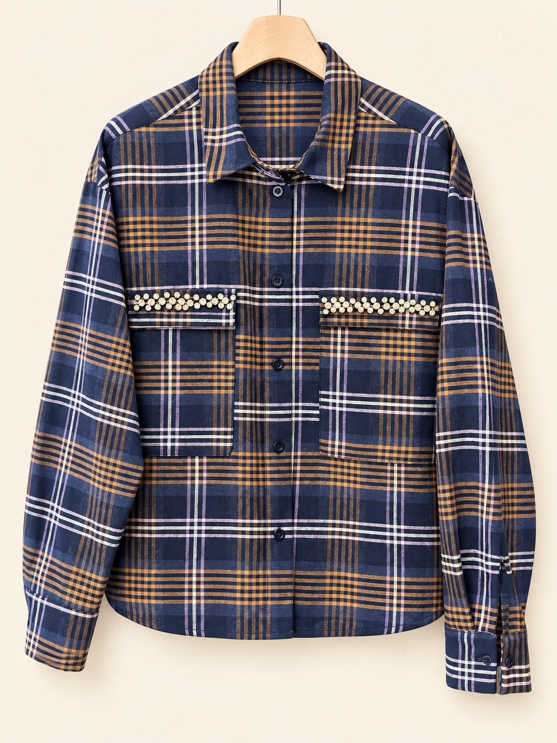 no-nà - Camicia check con strass