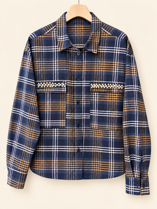 no-nà - Camicia check con strass