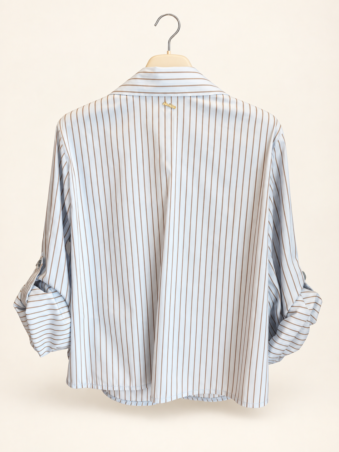 no-nà - Camicia rigata nuvola e fondente