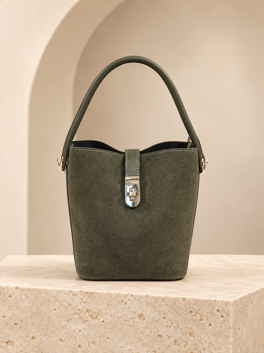 Bucket Bag in suede vera pelle